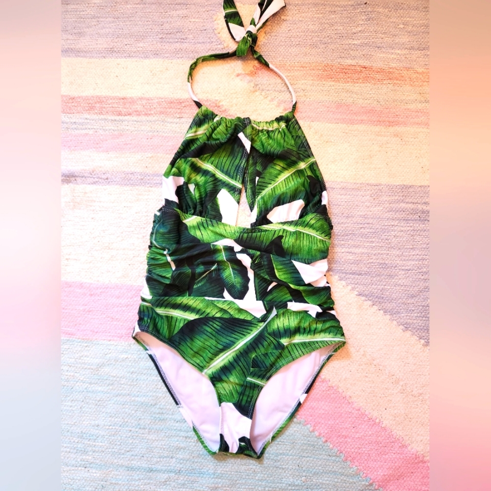 B2PRITY plant theme one piece bathing suit